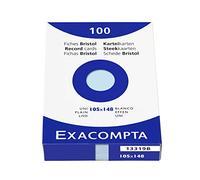 Exacompta Bristol - Tarjeta de registro, Liso, A6, paquete de 100 tarjetas, Liso, Azul, A6, paquete de 100 tarjetas