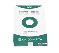 Exacompta Bristol - Tarjeta de registro, Rayado, 125 x 200 mm, paquete de 100 tarjetas, Rayado, Blanco, 125 x 200 mm, paquete de 100 tarjetas