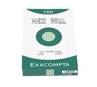 Exacompta Bristol - Tarjeta de registro, Rayado, 125 x 200 mm, paquete de 100 tarjetas, Rayado, Verde, 125 x 200 mm, paquete de 100 tarjetas