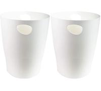 Exacompta Ecobin 45313D - Papelera de papel de basura (263 x 263 x 335 mm, gran capacidad de 15 litros, interior fácil de limpiar, color blanco, apto para oficina y hogar) (Paquete de 2)