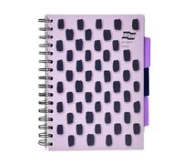 Exacompta Europa Splash EU1508Z - Libro de proyectos con 3 separadores de plástico, tapa de polipropileno brillante, 200 páginas a rayas, tamaño A5 con páginas microperforadas, tapa morada