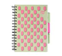 Exacompta Europa Splash EU1509Z - Libro de proyectos con 3 separadores de plástico, cubierta de polipropileno brillante, 200 páginas a rayas, tamaño A5 con páginas microperforadas, tapa rosa/verde