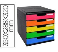 Exacompta 301798d Modulo caissons con 5 cajones Iderama A4 negro/Arlequín Glossy