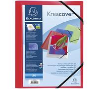 Exacompta Kreacover - Pack de 5 carpetas con gomas y 3 solapas, 24 x 32 cm, color rojo, paquete de 5