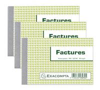 EXACOMPTA Lot de 3 Manifolds FACTURE 105 x 135 mm 50 Feuillets dupli