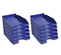 Exacompta - 123104D - juego de 10 bandejas carpetas de fundas ECOTRAY - dimensiones 34,5x25,5x6,5 cm - para documentos formato A4+ - color azul noche - certificado Blue Angel