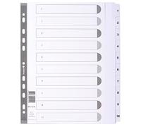 Exacompta - MWD1-10Z-EW - Separadores de cartulina blanca FSC® de 160g/m2 con 10 pestañas impresas digitalmente del 1 al 10 y plastificadas - Ficha imprimible - Formato a archivo A4 maxi