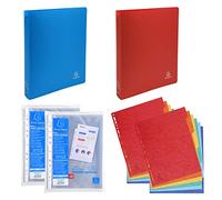 Exacompta PACKRDCAMZE - Lote de 2 archivadores flexibles de polipropileno + 2 bolsas de 50 fundas perforadas lisas + 2 paquetes de 6 separadores de cartulina brillante