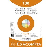 Exacompta - Ref. 10254E - Caja de 20 paquetes de 100 enchufes Bristol cuadriculados 5x5 sin perforar - en película - compatible con impresora de inyección de tinta, láser y fotocopiadora - 105 x 148