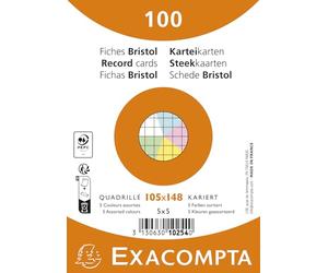 Exacompta - Ref. 10254E - Caja de 20 paquetes de 100 enchufes Bristol cuadriculados 5x5 sin perforar - en película - compatible con impresora de inyección de tinta, láser y fotocopiadora - 105 x 148