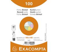 Exacompta - Ref. 10254E - Paquete de 100 enchufes Bristol cuadriculados de 5 x 5 sin perforar - Compatible con impresora de inyección de tinta, láser y fotocopiadora - Formato 105 x 148 mm - Colores
