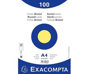Exacompta - Ref. 10326E - Caja de 10 paquetes de 100 fichas bristol lisas sin perforar - en película - formato 210 x 297 mm - color amarillo