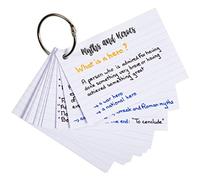 Exacompta - Ref. 10330E - Paquete de 50 flashcards con película + anillo - Bristol rayado perforado - formato A7 - Color aleatorio: blanco, rosa, azul, amarillo, verde