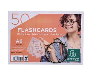 Exacompta - Ref. 10340E - Caja de 19 paquetes de 50 flashcards en película + anillo - Bristol rayado perforado - formato A6 - Color aleatorio blanco, azul, amarillo, rosa, verde