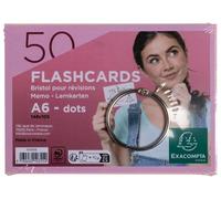 Exacompta - Ref. 10355E - Caja de 19 paquetes de 50 flashcards en película + anillo - Bristol dots perforado - tarjetas de revisión - 148 x 105 mm formato A6 - color rosa