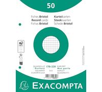 Exacompta - Ref. 10620E - Caja de 24 paquetes de 50 enchufes Bristol cuadriculados 5x5 perforados - en película - compatible con impresora de inyección de tinta, láser y fotocopiadora - formato 170 x