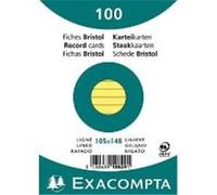 Exacompta - Ref. 10829SE - Caja de 20 paquetes de 100 fichas bristol con líneas no perforadas - en película - formato 105 x 148 mm - color amarillo