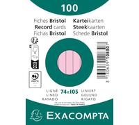 Exacompta - Ref. 10830SE - Caja de 40 paquetes de 100 fichas bristol con líneas no perforadas - en película - formato 74 x 105 mm - color rosa