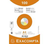 Exacompta - Ref. 10858E - Caja de 10 paquetes de 100 fichas bristol rayadas sin perforar - en película - compatible con impresora de inyección de tinta, láser y fotocopiadora - formato 148 x 210 mm