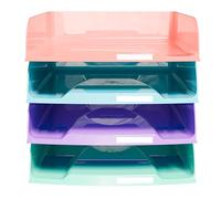Exacompta - Ref. 111707D - Caja de 4 cestas de correo Combo Styli Candy Tidy - para documentos en formato A4+ - Tamaño 34 x 25 x 6,5 cm - Portaetiquetas, puede contener 500 hojas - 4 colores