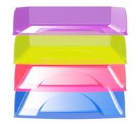 Exacompta - Ref. 111808SETD - Juego de 4 cestas de correo Combo Styli Crystal - Dimensiones 34,6 x 25,5 x 24,3 cm - para formato A4+ - Azul real - Rojo carmín - Verde anís - Violeta