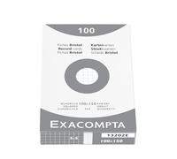 Exacompta - Ref. 13202E - Caja de 10 cajas de 100 enchufes Bristol cuadriculados 5x5 sin perforar, formato 100 x 150 mm, compatible con impresora de inyección de tinta, láser y fotocopiadora, color