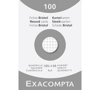 Exacompta - Ref. 13209E - Caja de 10 cajas de 100 enchufes Bristol cuadriculados 5x5 sin perforar, formato 105 x 148 mm, compatible con impresora de inyección de tinta, láser y fotocopiadora, color