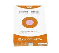 Exacompta - Ref. 13273E - Caja de 12 cajas de 100 enchufes Bristol cuadriculados 5x5 sin perforar - Formato 125 x 200 mm - Compatible con impresora de inyección de tinta, láser y fotocopiadora