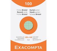 Exacompta - Ref. 13479E - Caja de 10 cajas de 100 fichas bristol cuadrículas 5x5 sin perforar, formato 105 x 148 mm, colores surtidos
