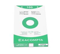 Exacompta - Ref. 13603E - Caja de 12 cajas de 100 enchufes Bristol cuadrilados 5x5 perforados - formato 125 x 200 mm - compatible con impresora de inyección de tinta, láser y fotocopiadora - blanco