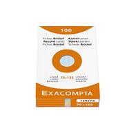 Exacompta - Ref. 13851X - Caja de 10 cajas de 100 fichas bristol con líneas no perforadas, formato de 75 x 125 mm, compatible con impresora de inyección de tinta, láser y fotocopiadora