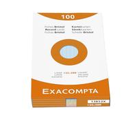 Exacompta - Ref. 13853X - Caja de 12 cajas de 100 fichas bristol con líneas no perforadas, formato 125 x 200 mm, compatible con impresora de inyección de tinta, láser y fotocopiadora
