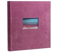 Exacompta - Ref. 16179E - Álbum de fotos Skandi - 300 fotos - 60 páginas blancas - formato 29 x 32 cm - manta de terciopelo viejo rosa - ventana de personalización con visual paisaje de vacaciones