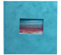 Exacompta - Ref. 16358E - Álbum de fotos Skandi - 60 fotos - 30 páginas blancas - formato 25 x 25 cm - manta de terciopelo turquesa - ventana de personalización con visual paisaje de vacaciones