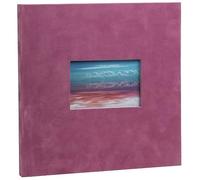 Exacompta - Ref. 16359E - Álbum de fotos Skandi - 60 fotos - 30 páginas blancas - formato 25 x 25 cm - manta de terciopelo viejo rosa - ventana de personalización con visual paisaje de vacaciones