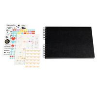 Exacompta Ref.16801KSTE - Álbum de fotos en espiral para scrapbooking negro para personalizar, 70 páginas negras, manualidades, recuerdos, boda, cumpleaños, viaje, incluye un kit de accesorios