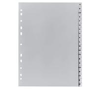 Exacompta - Ref. 1720B - 1 Divisores impresos en PP reciclado gris A-Z (alfabeto alemán) - 20 posiciones - A4 - Gris