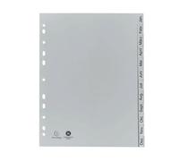 Exacompta - Ref. 1812B - Caja de 25 separadores impresos mensuales PP reciclado gris - Januar-Dezember(alemán) - 12 posiciones - A4 - Gris