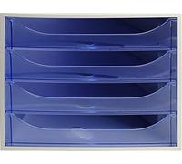 Exacompta - Ref 228610D - Juego de cajones EcoBox - 248 x 284 x 234 mm, 4 cajones, apto para documentos A4+, apilable, función de parada de seguridad - Azul hielo