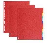Exacompta - Ref. 2412SE - Pack de 3 conjuntos de intercalares de auténtica tarjeta brillante flexible de 225 g/m2 FSC® con 12 pestañas neutras - Tamaño máximo A4, 24,5 x 29,7 cm - Colores surtidos