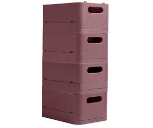 Exacompta - Ref. 27038D SMARTCASE - Cartón de 4 cajas plegables, taquillas, multiusos - Se envían en plano, dimensiones no plegadas: Prof.18,8 x 13,8 x 9,5 cm de ancho, color rosa vieja