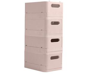Exacompta - Ref. 27131D - Cartón de 4 cajas plegables, taquillas, multiusos SMARTCASE - Se envían en plano, dimensiones no plegadas: Prof.27,6 x anchura, 18,8 x Alto.12 cm - Nude
