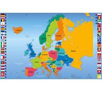 Exacompta - Ref. 29795E - 1 Soportes rígidos de cartón rígido rellenado - Parte delantera y trasera de PVC para soportar el uso diario - Tamaño 37,5 x 57,5 cm - Visual Mapa de Europa - Se entrega