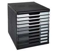 Exacompta - Ref. 302794D MODULO A4 - Caja de 10 cajones cerrados para documentos A4+ - Dimensiones exteriores: profundidad 35 x ancho 28,8 x 32 cm - Negro/degradado de gris