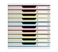Exacompta - Ref. 302913D MODULO A4 - Caja de 10 cajones cerrados para documentos A4+ - Dimensiones exteriores: profundidad 35 x ancho 28,8 x altura 32 cm - blanco/arlequino/blanco