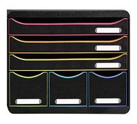 Exacompta - Ref. 306714D STORE-BOX - Caja de 6 cajones, 3 cajones para documentos A4+ y 3 cajones finos altos. Dimensiones externas: profundidad 27 x ancho 35,5 x altura 27,1 cm-negro/negro brillante