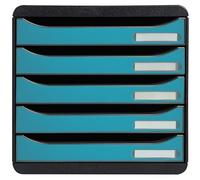 Exacompta - Ref. 30934D - Módulo de clasificación, almacenamiento BIG BOX+ Skandi, superponible, 5 cajones para documento A4+ Dimensiones externas. : Prof 34,7 x ancho 27,8 x Alto 27,1 cm - Azul