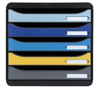 Exacompta - Ref. 3094202D BIG-BOX PLUS - 1 caja de 5 cajones para documento A4+ - Dimensiones exteriores: profundidad 34,7 x ancho 27,8 x altura 27,1 cm, 5 colores surtidos