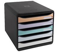 Exacompta - Ref. 3094296D BIG-BOX PLUS - Caja de 5 cajones para documentos A4+ - Dimensiones exteriores: profundidad 34,7 x ancho 27,8 x alto 27,1 cm - Negro/pastel brillante