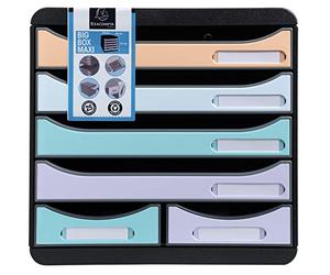Exacompta - Ref. 3127296D - BIG-BOX MAXI - 1 caja de 4 cajones para documento A4+ y 2 cajones pequeños para guardar utensilios - Dimensiones exteriores: 34,7 x 27,8 x 27,1 cm - Acuarel